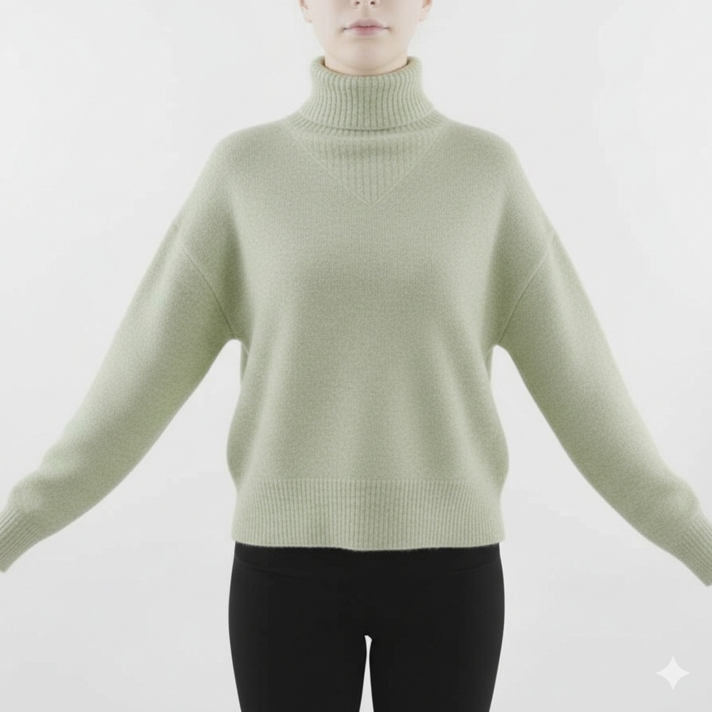 Madewell Wool Alpaca Sweater Sz S Mockneck Oversized Cropped Mint Green Preppy